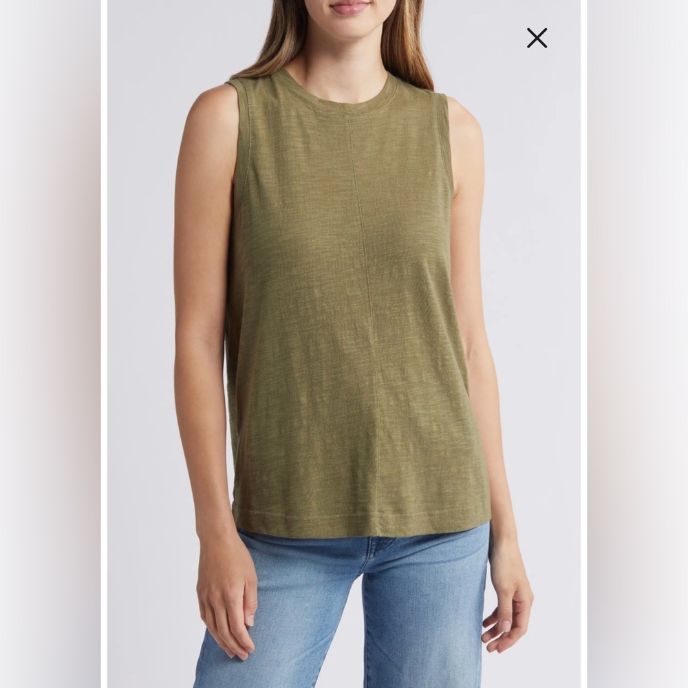 Caslon Sleeveless Cotton Blend Crewneck T-Shirt